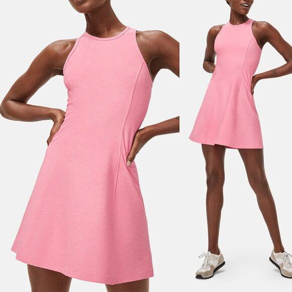 Outdoor Voices NWT Athena Pink Punch Racerback Tank Mini Athleisure Dress - Picture 1 of 11